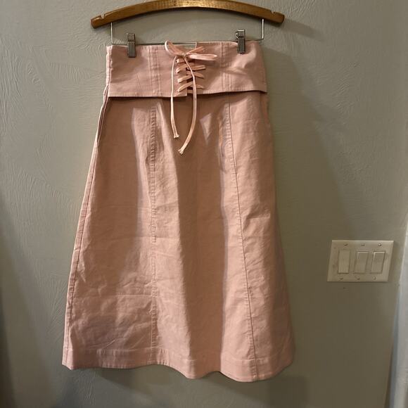 Sea New York Dresses & Skirts - SEA New York Midi A-Line Skirt Size 2 NWOT Pink Pockets Lace Up Corset Like